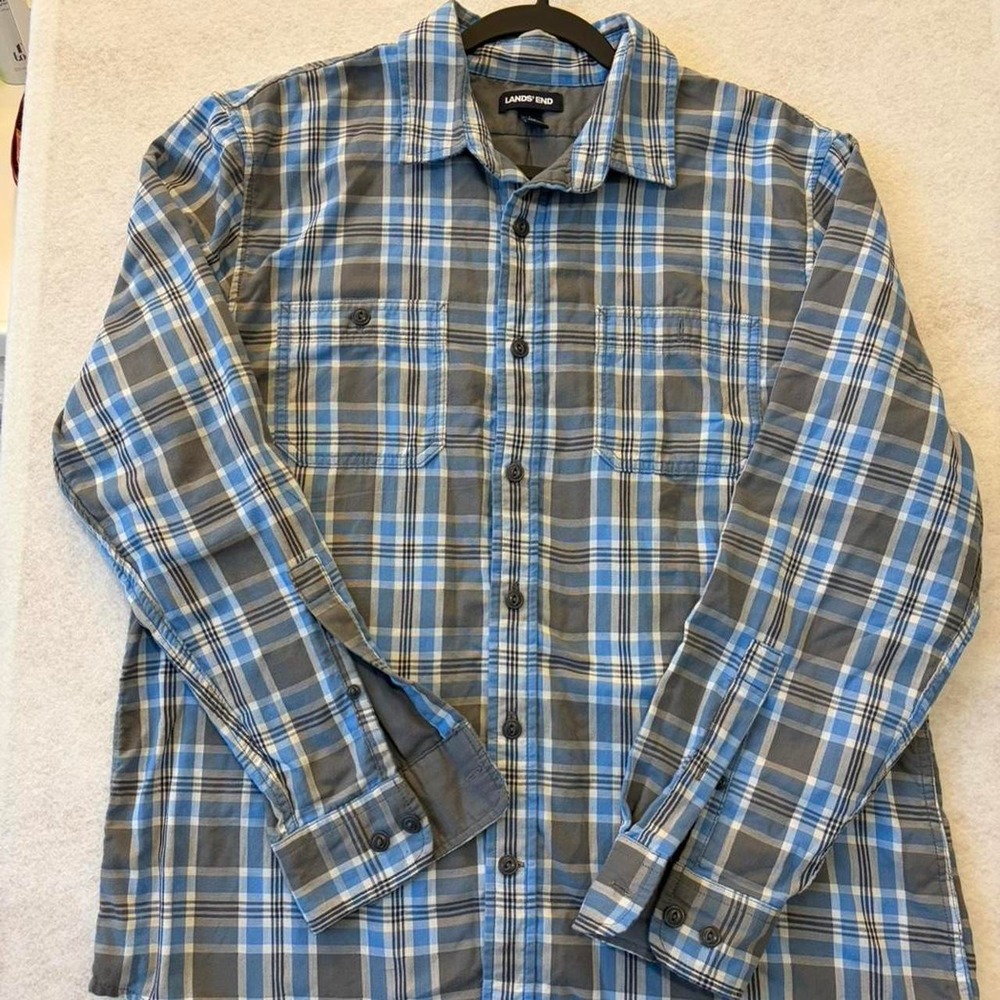 Lands' End Plaid Flannel Shirt - Men's Size L - Great Condition
